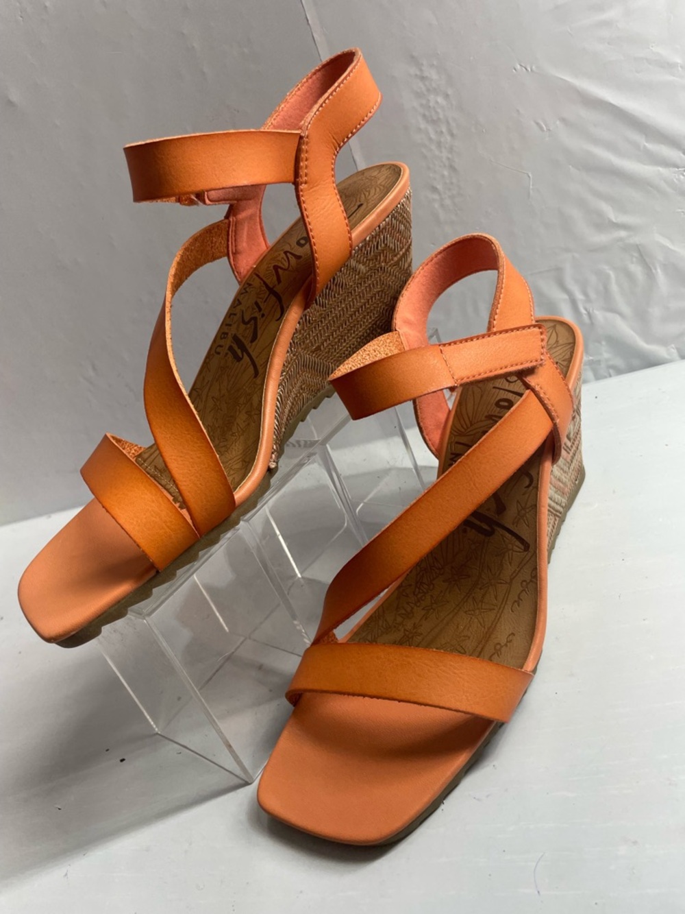 Blowfish Orange Strappy Wedge Sandals 10
